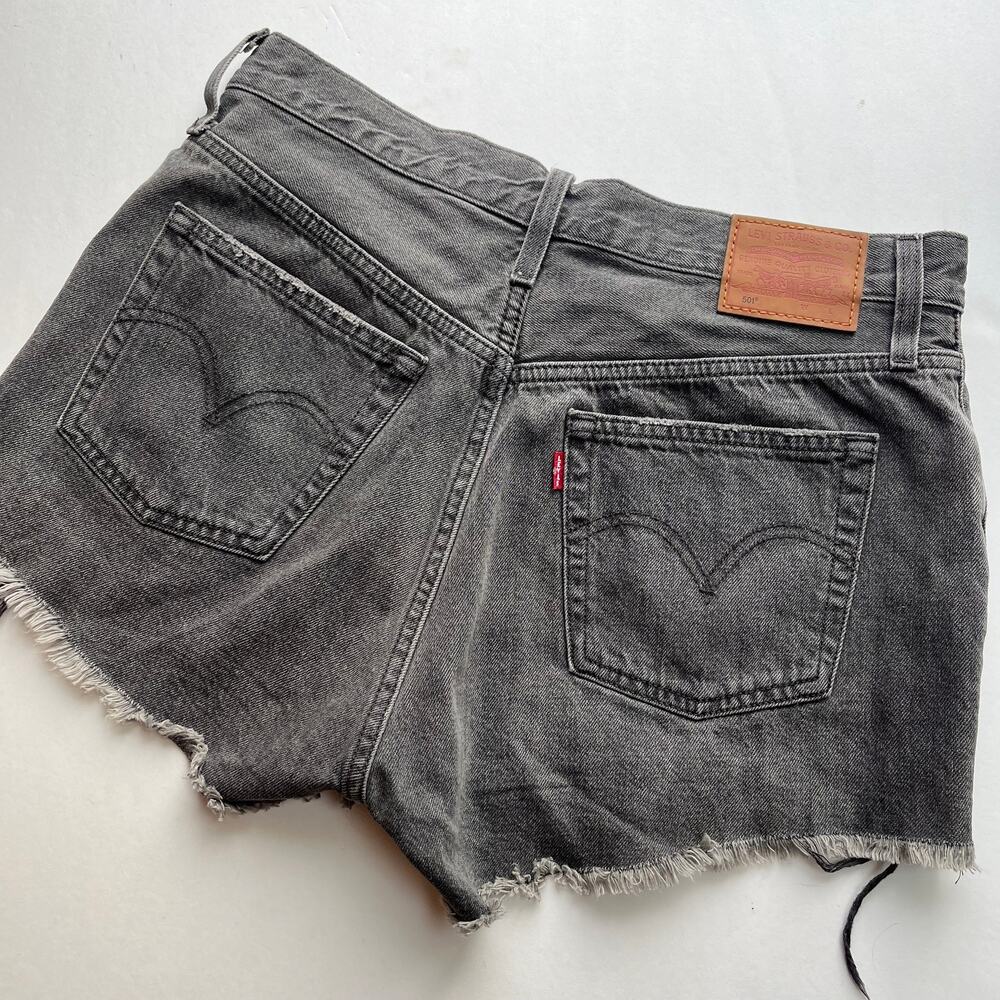 Levi's 501 Original Shorts Black Distressed High Rise - Picture 4 of 7